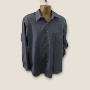 Van Heusen Tall Fit Wrinkle Free Long Sleeve Dress Shirt Slate Blue 17.5 37/38